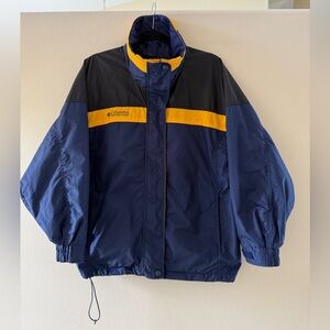 Columbia Women’s Navy, Black & Yellow Windbreaker Jacket Full Zip Pockets